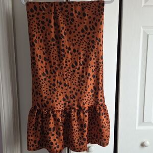Forgotten Geace Leopard Print Ruffle Hem Skirt